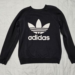 adidas Black Crewneck Sweatshirt with White Trefoil Logo